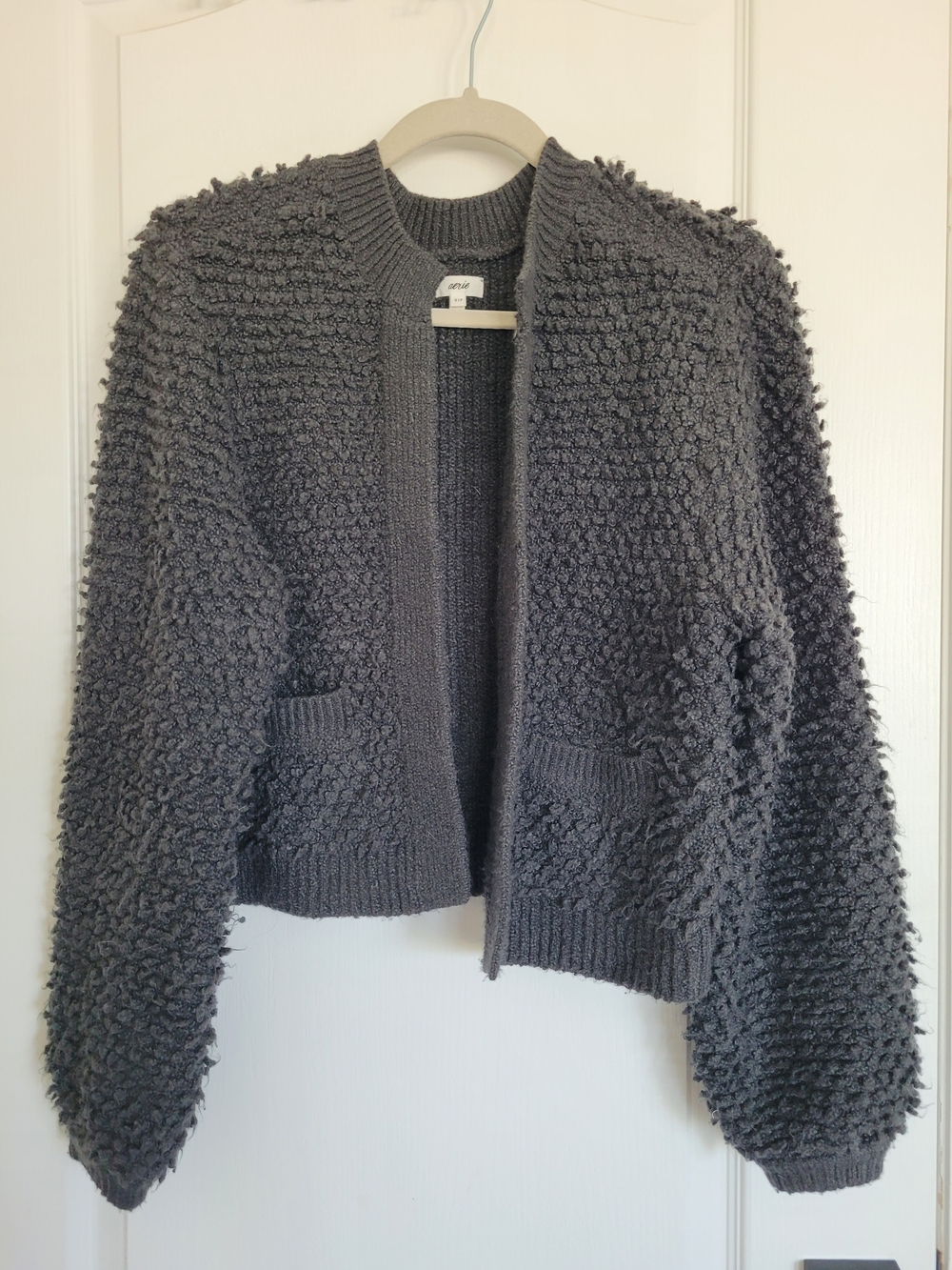 Aerie Cozy Open-Front Cardigan Sweater - Charcoal Gray